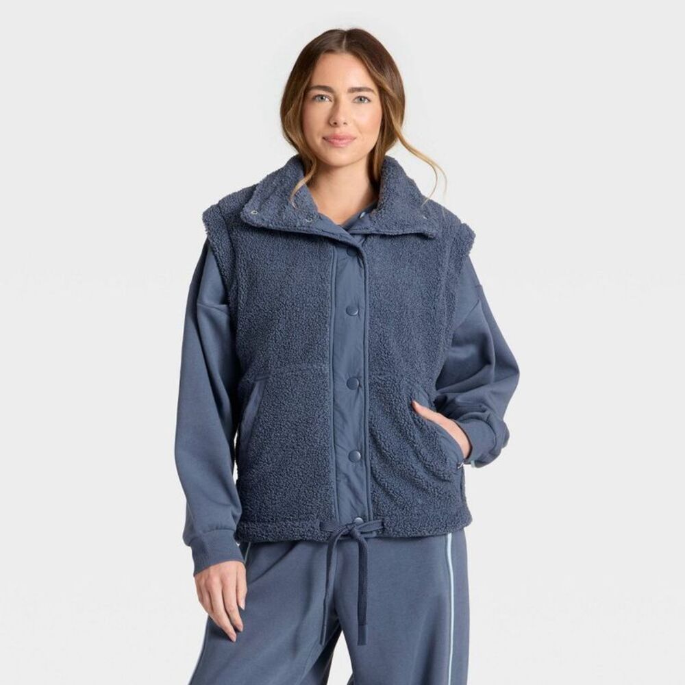 JoyLab - Women's High Pile Vest - JoyLab Navy Blue M Blue